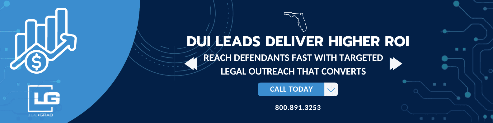 Florida DUI arrest data compared to other criminal charges for attorney lead generation ROI