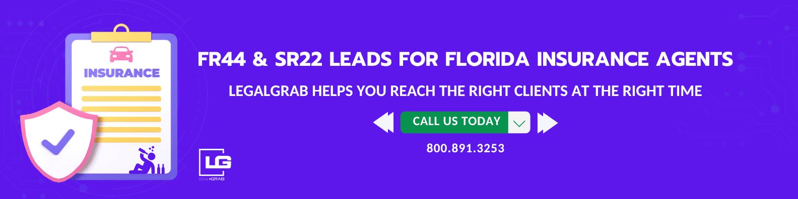 insurance document labeled FR44 and SR22, representing DUI-related insurance leads in Florida